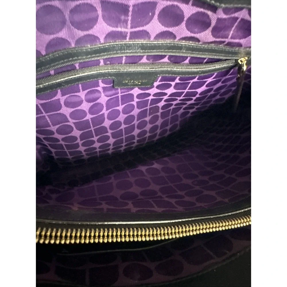 Kate Spade New York black‎ leather Handbag Purse Tote 3 Compartment Bag Nice!